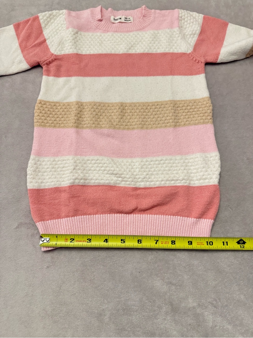 SHEIN Girls Striped Knit Sweater Dress Size 5Y Pink White Long Sleeve - Picture 6 of 8